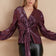 Glamorous Sequin Wrap Top in Rich Burgundy