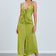 Twist Satin Slip Cami Midi Dress in Green