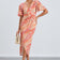 Angel Sleeve Wrap Style Midi Dress in Orange Animal print