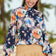 High Neck Long Sleeve Oversize Top in Navy Floral
