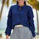 Frill Long Sleeve Blouse in Navy