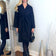 Suede Wrap Trench Coat in Black