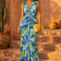 Ella Twist Maxi Dress in Blue Leopard Print