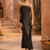 Black Satin Cami Dress with Delicate Lace