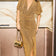 Golden Gleam Kimono Maxi Dress with Draped Sleeves
