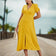 Linen Style Buttoned Shirt Midi Dress in Yellow
