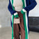 Navy & Green Color Block Longline Knit Cardigan