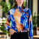 Mystical Blue Abstract Oversize Top with Long Sleeves