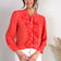 Ruffle Bow Neck Long Sleeve Shirt in Coral