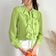 Ruffle Bow Neck Long Sleeve Shirt in Lime Green