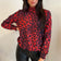 High Neck Casual Long Sleeve Top in Print