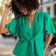 Angel Sleeve Wrap Knot top in Green