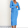 Buttoned Vistas Knitted Midi Dress in Blue