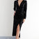 Sleek Black Drape Detail Midi Dress with Sparkles