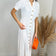 White Linen Style Midi Dress