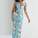Sleeveless Twist Wrap Maxi Dress in Blue Floral print