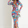 Sandra Long Sleeve Rouge Midi Dress in Multicolour Abstract print