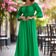 Bardot Elasticated Maxi Dress in Green