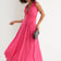 V Neck Maxi Dress in Rose Pink