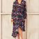 Asymmetrical Ruffle Hem Wrap Midi Dress