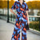 Sapphire Serenity Angel Sleeve Maxi Jumpsuit
