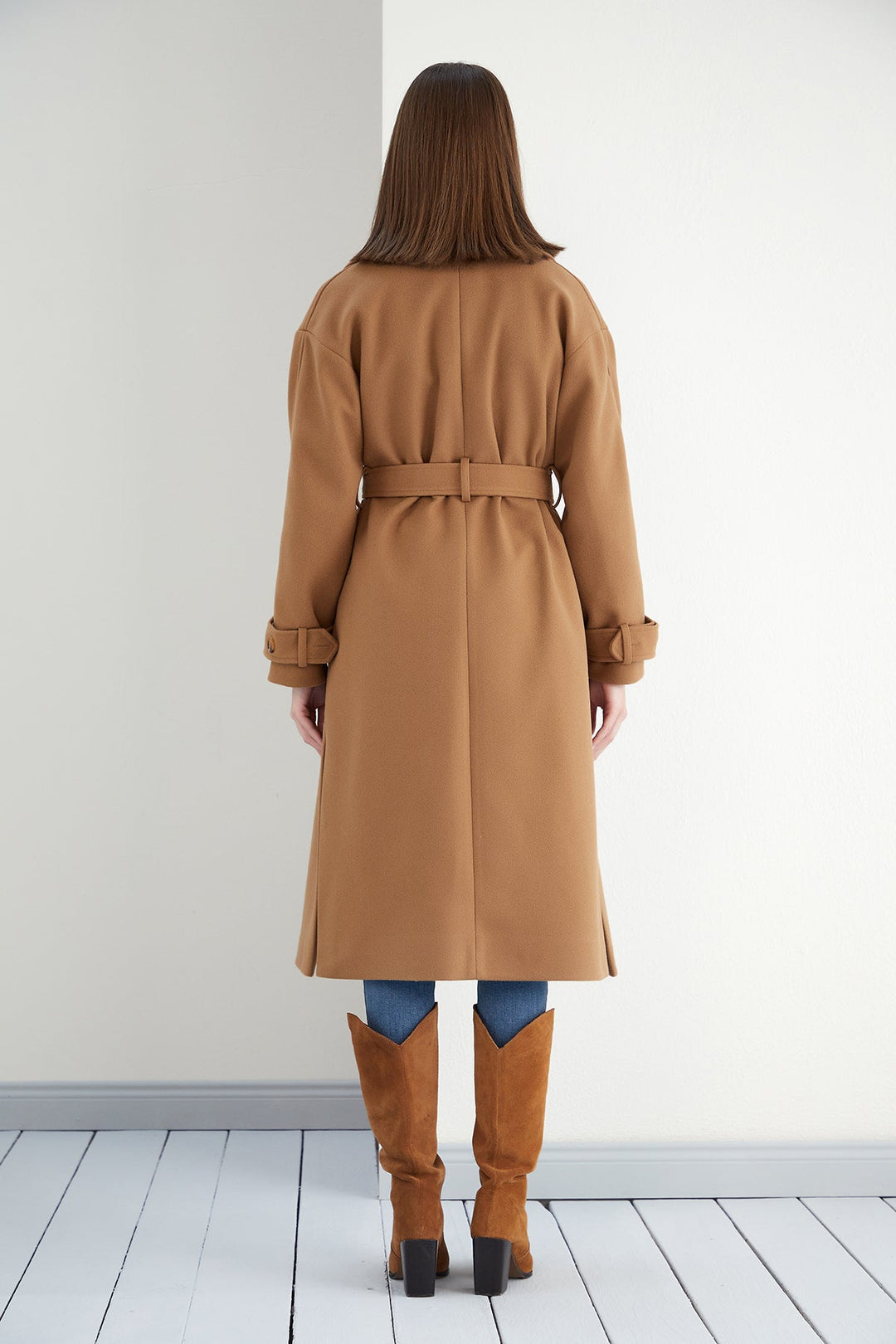 Coats | Midi Coat with Belt | Trench Coat | Camel Wool coat – Jenerique