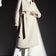 Soft Collar Belted Long Coat in Stone Beige