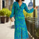 Rita Twist Midi Dress in Blue/Green Leopard print
