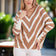 Off Shoulders Striped Knitted Sweater with Buttons in Camel